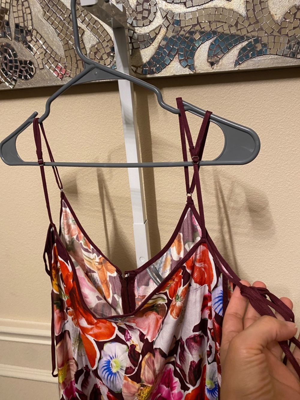 Anthropologie Floral Satin Wide-Leg Jumpsuit - Multi Floral - Picture 5 of 7